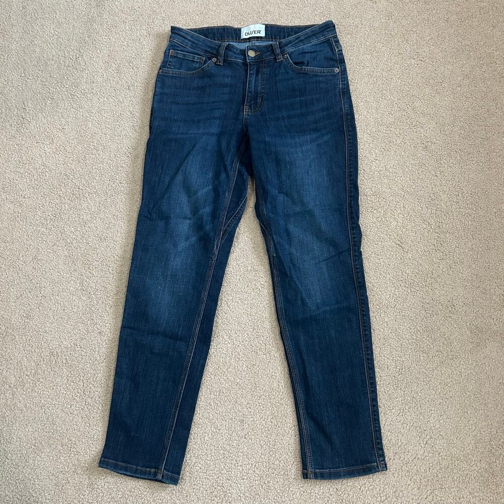 DU/ER Performance Denim Mid Rise Skinny Dark Stone Blue Womens Size 28